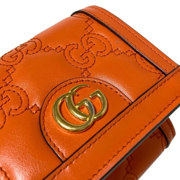 Auth GUCCI GG Matelasse 723799 Orange Leather - Bifold Wallet - Picture 6 of 7